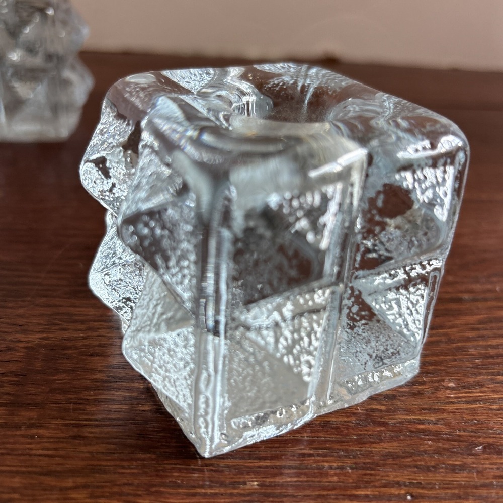 Blenko glass candle holder Diamonds Candle Block Set Of 2 - Picture 3 of 8